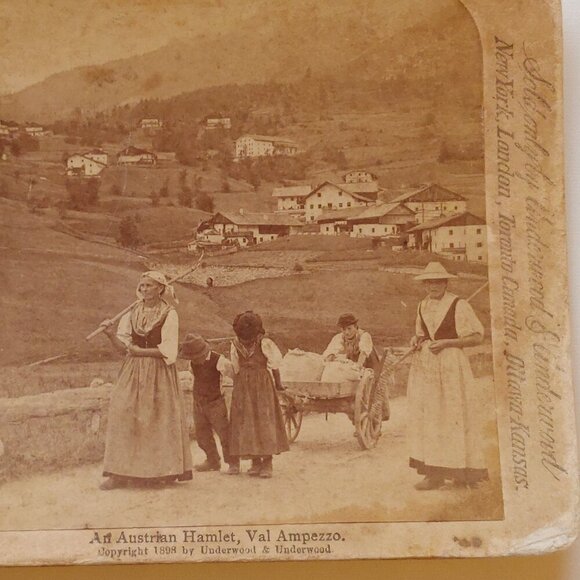 ANTIQUE Stereograph Card An Austrian Hamlet, Val Ampesso by Underwood & Underwoo - Picture 3 of 5